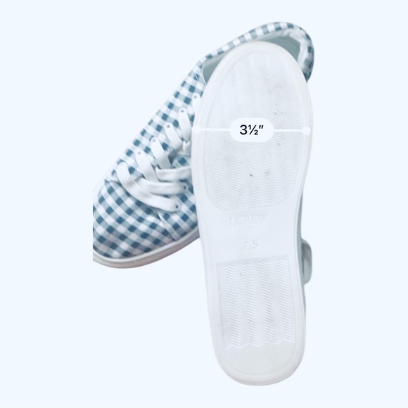 J.Crew casual walking Blue and White Gingham plaid canvas Sneakers Women’s 7.5 - Picture 11 of 16